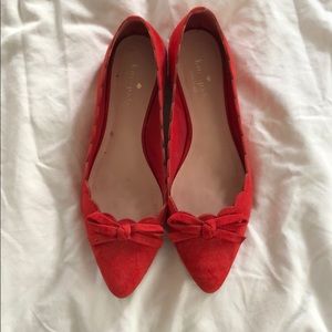 Kate spade red suede bow flats, 9